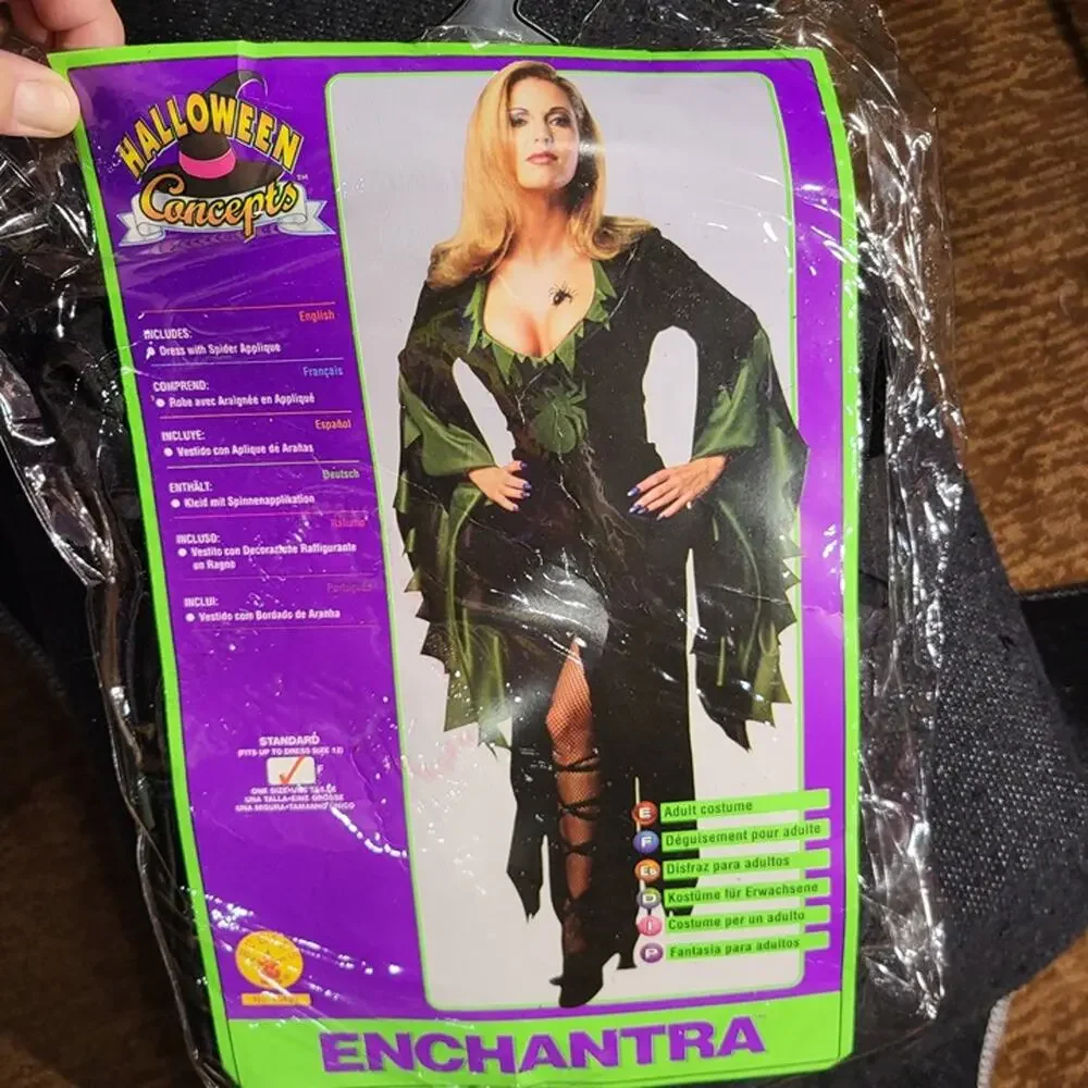 Womens Enchantra Sexy Witch Costume halloween green dress size 12